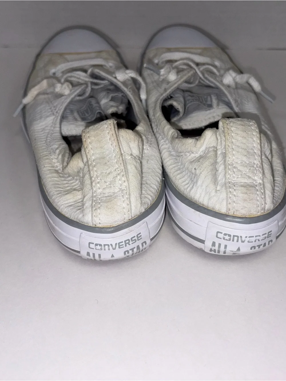 Converse White Low-Top Canvas Sneakers with Gray Trim